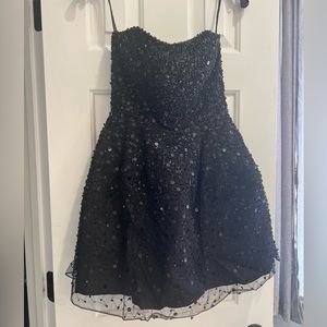 Sherri hill black strapless dress size 2